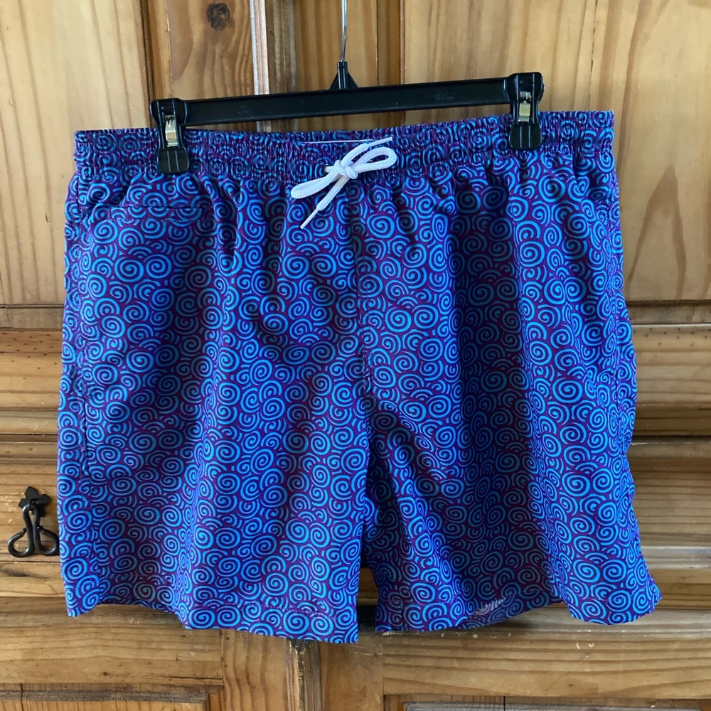 Men’s Trunks Surf & Swim purple blue swirls swim trunks board shorts size L